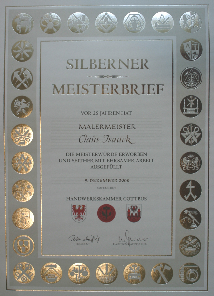 Meisterbrief Silber Claus